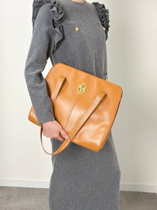 Christian Dior CD Logo Handbag Totebag Brown Vintage i5u28h