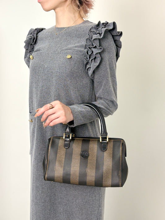 FENDI Pecan Two-way Small Boston bag Shoulder bag Black Vintage 3d83yd