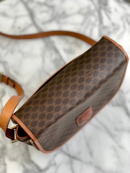 CELINE Macadam Blason Half Circle Crossbody Shoulder bag Brown vintage Old Celine x562cx
