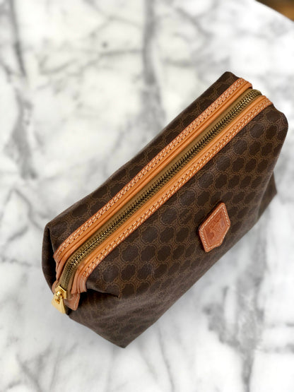 CELINE Macadam Blason logo Pouch Brown Vintage Old CELINE 47u2id