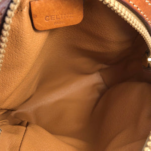 CELINE Macadam Blason Front zipper Crossbody Shoulder bag Brown vintage Old Celine cxricc