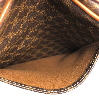 CELINE Macadam Blason Front zipper Crossbody Shoulder bag Brown vintage Old Celine cxricc