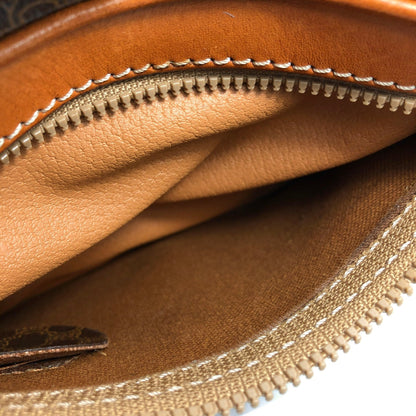 CELINE Macadam Blason Front zipper Crossbody Shoulder bag Brown vintage Old Celine cxricc