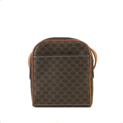 CELINE Macadam Blason Front zipper Crossbody Shoulder bag Brown vintage Old Celine cxricc