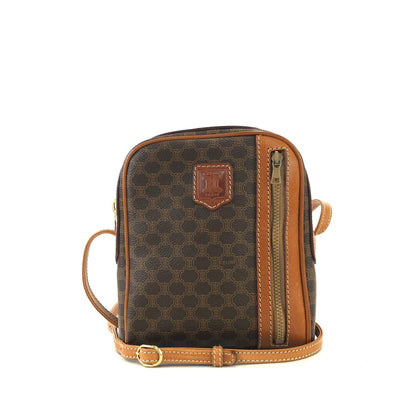 CELINE Macadam Blason Front zipper Crossbody Shoulder bag Brown vintage Old Celine cxricc
