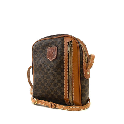 CELINE Macadam Blason Front zipper Crossbody Shoulder bag Brown vintage Old Celine cxricc