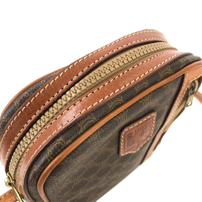 CELINE Macadam Blason Front zipper Crossbody Shoulder bag Brown vintage Old Celine cxricc