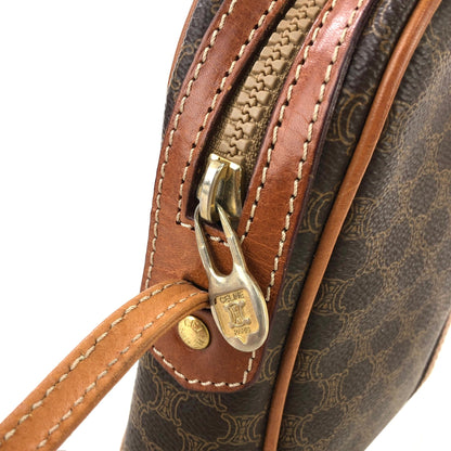 CELINE Macadam Blason Front zipper Crossbody Shoulder bag Brown vintage Old Celine cxricc