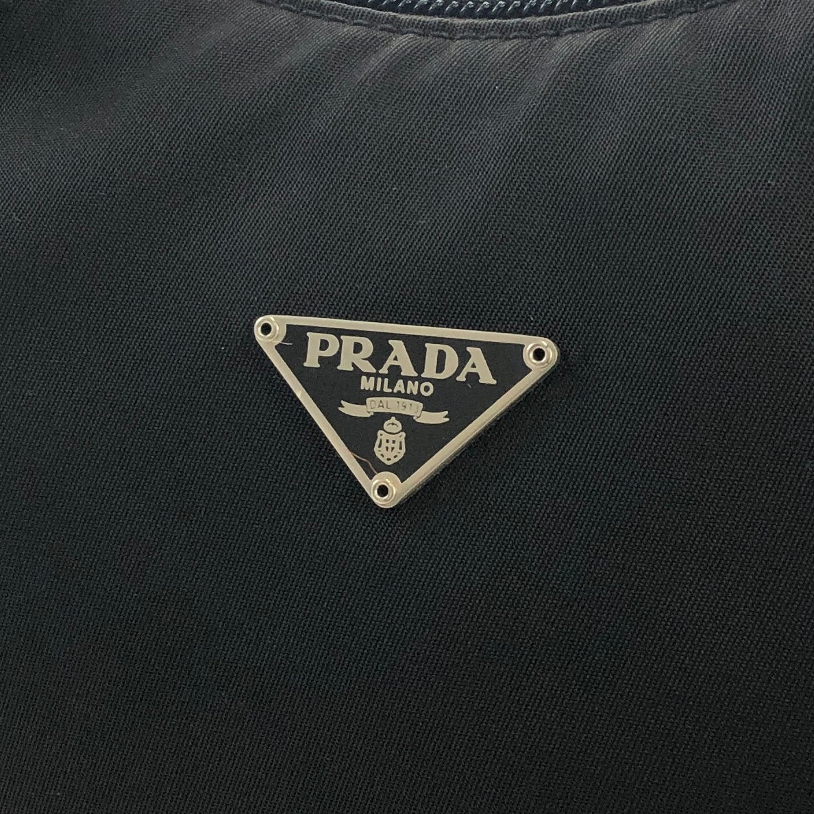 PRADA Triangle logo Nylon Handbag Hobo bag Black Vintage ptvxxe