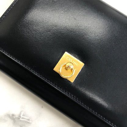CELINE Gancini Compact Wallet navy Accessory Vintage Old celine ex4txk