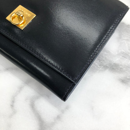 CELINE Gancini Compact Wallet navy Accessory Vintage Old celine ex4txk