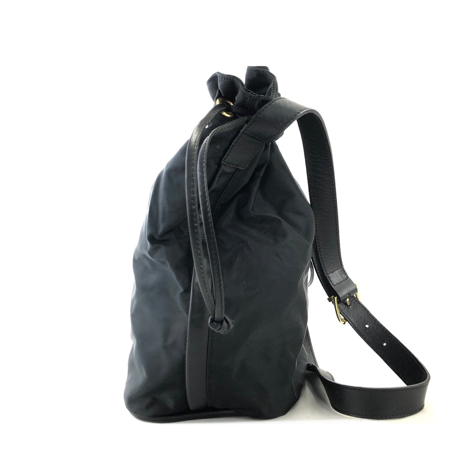 CELINE Circle charm Drawstring Nylon Shoulder bag Black Vintage Old CELINE 7cfvvt