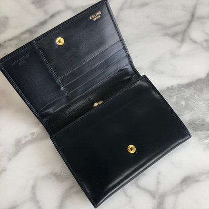 CELINE Gancini Compact Wallet navy Accessory Vintage Old celine ex4txk