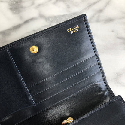 CELINE Gancini Compact Wallet navy Accessory Vintage Old celine ex4txk