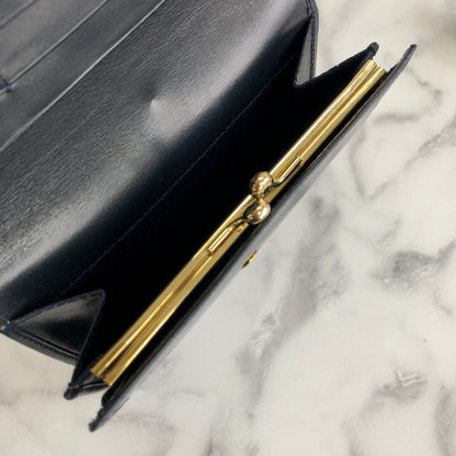 CELINE Gancini Compact Wallet navy Accessory Vintage Old celine ex4txk
