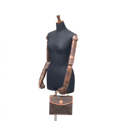 CELINE Macadam Top handle Square Handbag Brown Vintage Old Celine mhr4g4