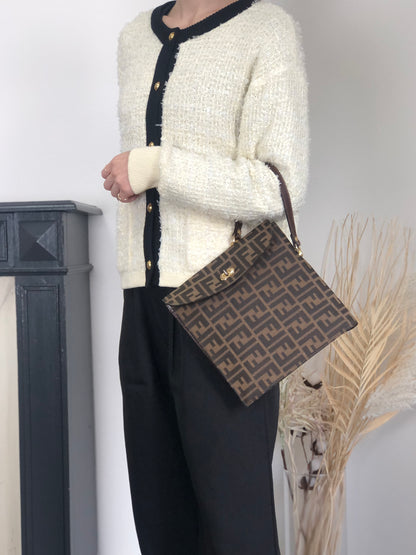 FENDI Zucca Handbag Brown Vintage 5pdvzg