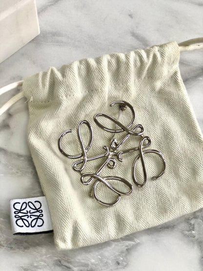LOEWE Anagram Logo Brooch Silver Vintage cfv3fc