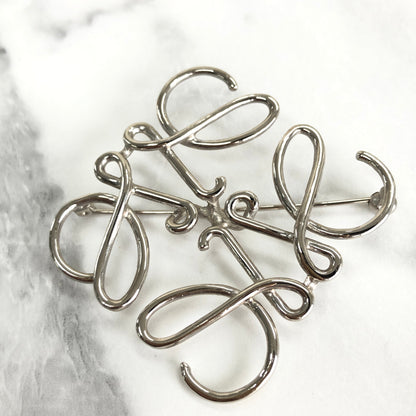 LOEWE Anagram Logo Brooch Silver Vintage cfv3fc