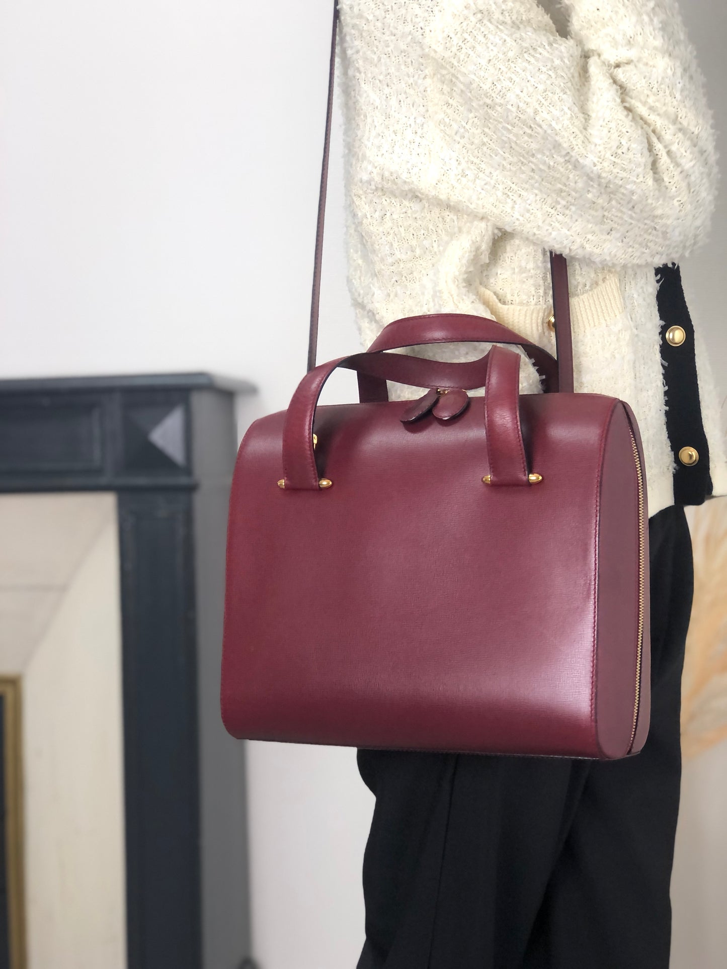 Cartier Two-way Handbag Shoulder bag Bordeaux Vintage d6tb8y