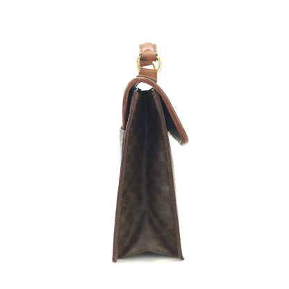 CELINE Macadam Top handle Square Handbag Brown Vintage Old Celine mhr4g4