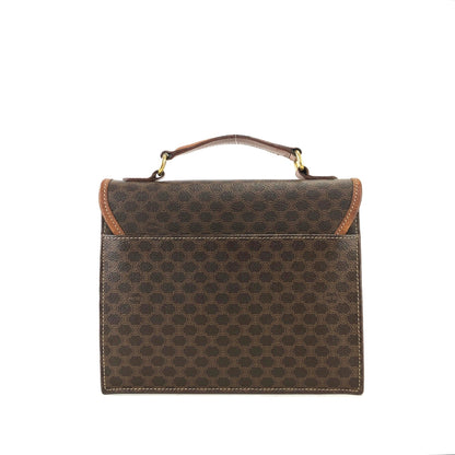CELINE Macadam Top handle Square Handbag Brown Vintage Old Celine mhr4g4