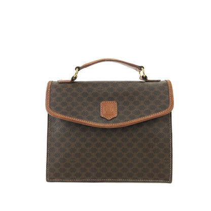 CELINE Macadam Top handle Square Handbag Brown Vintage Old Celine mhr4g4