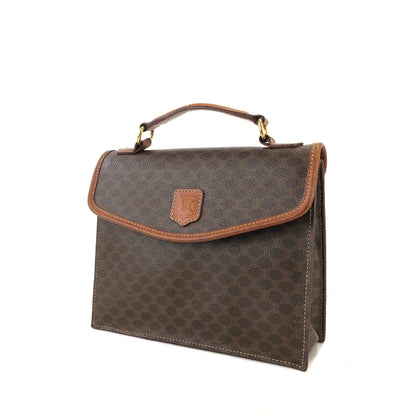 CELINE Macadam Top handle Square Handbag Brown Vintage Old Celine mhr4g4