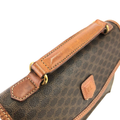 CELINE Macadam Top handle Square Handbag Brown Vintage Old Celine mhr4g4