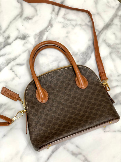 CELINE Macadam Two-way Shoulder bag Mini Bolide Handbag Brown Vintage Old CELINE zgzvag