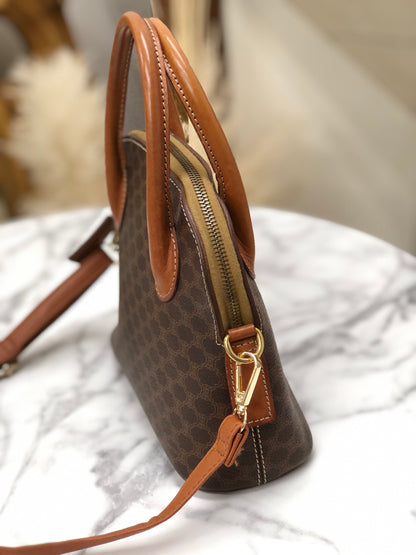CELINE Macadam Two-way Shoulder bag Mini Bolide Handbag Brown Vintage Old CELINE zgzvag