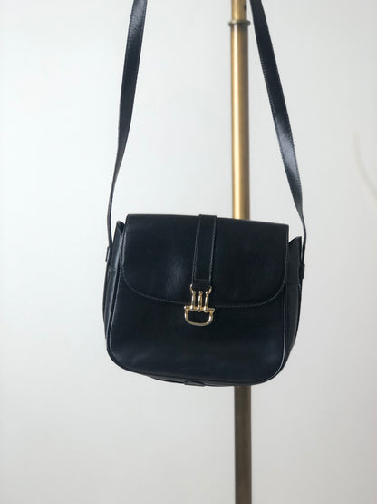 CELINE Horse Bit Shoulder bag Black Vintage essf4n