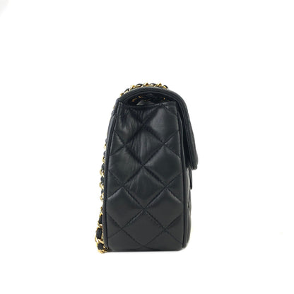 GIVENCHY Logo Quilted Leather Chain Shoulder bag Black Vintage Old 3jspgv