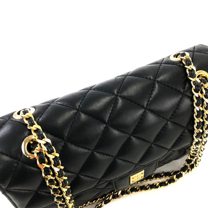 GIVENCHY Logo Quilted Leather Chain Shoulder bag Black Vintage Old 3jspgv