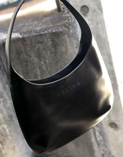 CELINE Logo Hobobag Handbag AVA Black Old Celine vintage tn8fbb