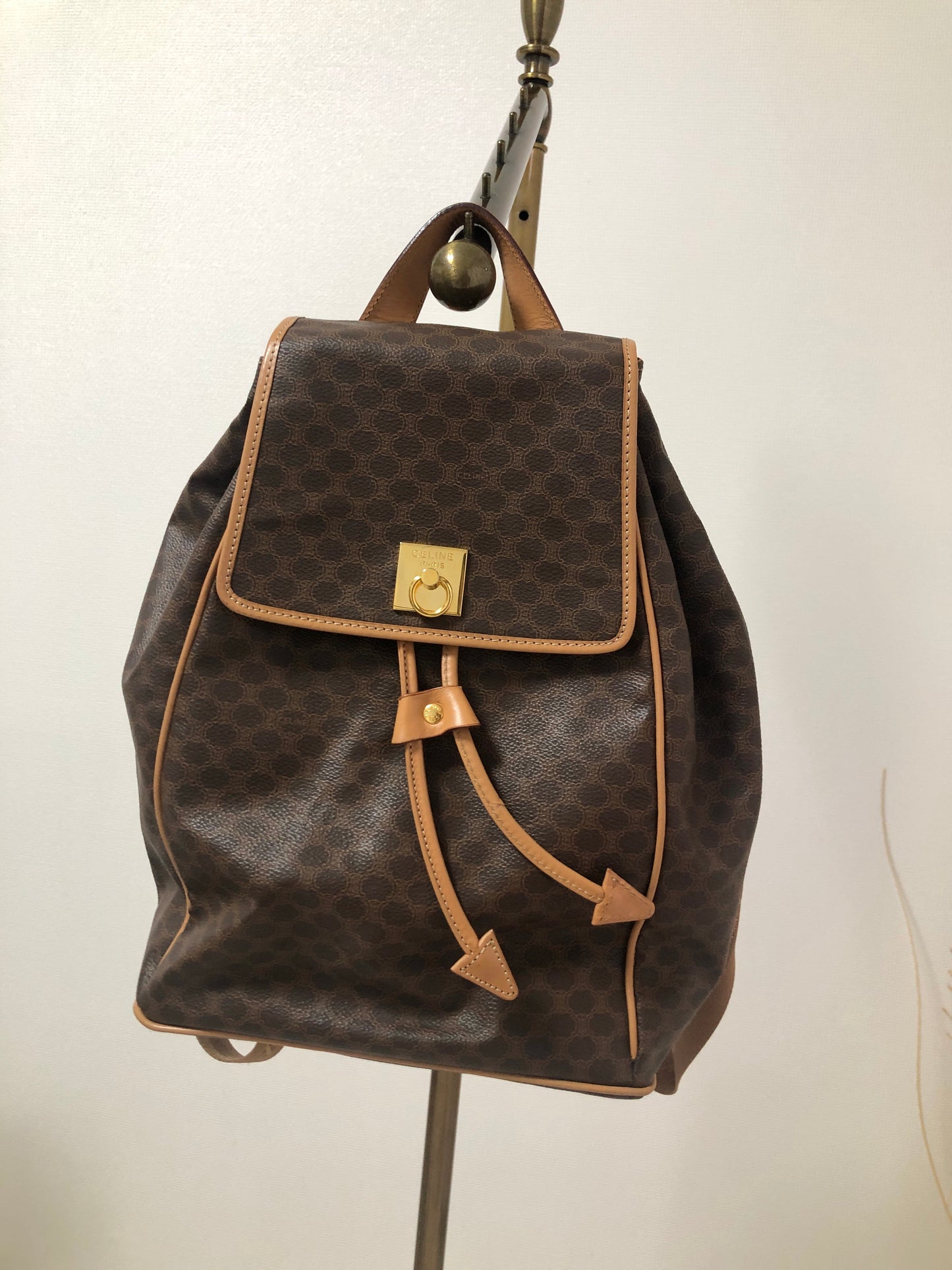 CELINE Macadam Gancini Backpack Brown Vintage pgr4hj