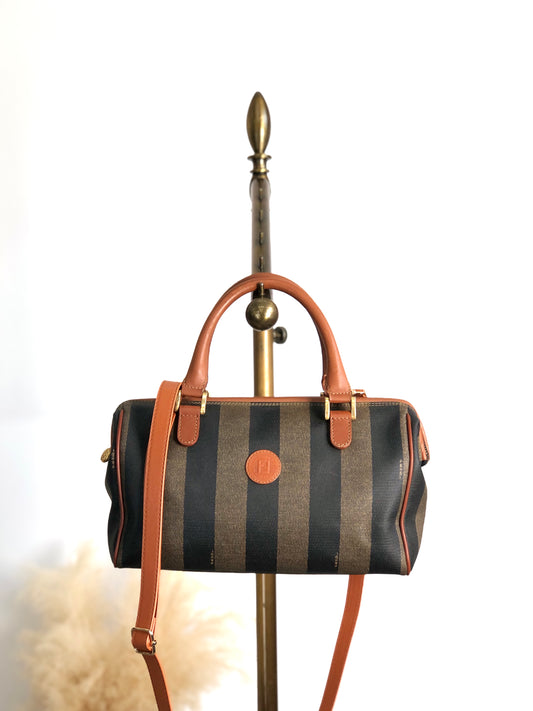 FENDI Pecan Small Boston bag Handbag Brown Vintage 5r2ye8