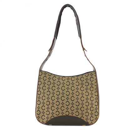 CELINE C Macadam Jacquard Shoulder bag Hobobag Brown AVA Old Celine Vintage kgpdes