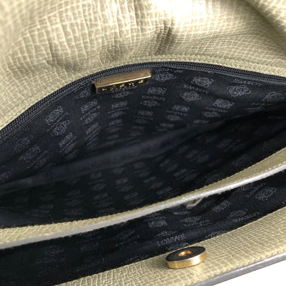 LOEWE Logo Front Pocket Embossed Leather Handbag Mint Green Vintage Old vaihgy