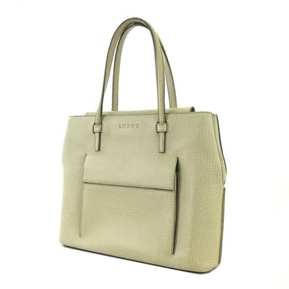 LOEWE Logo Front Pocket Embossed Leather Handbag Mint Green Vintage Old vaihgy