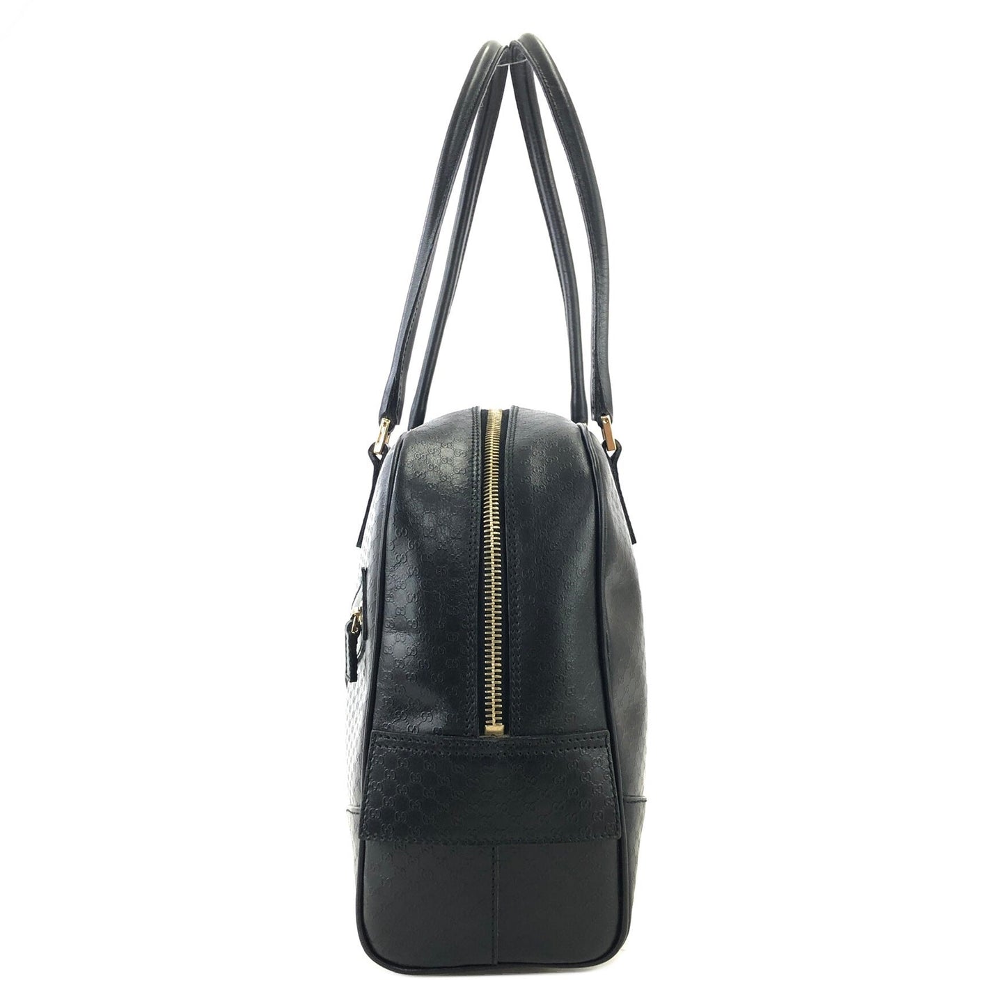 GUCCI Micro GG Logo Front Zipper Handbag Boston bag 0021115 Black Vintage Old Gucci vi3dhx