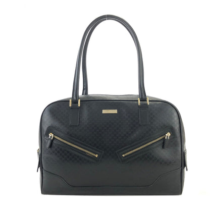 GUCCI Micro GG Logo Front Zipper Handbag Boston bag 0021115 Black Vintage Old Gucci vi3dhx
