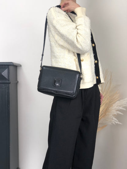 CELINE Blason Shoulder bag Black Vintage ted3ve
