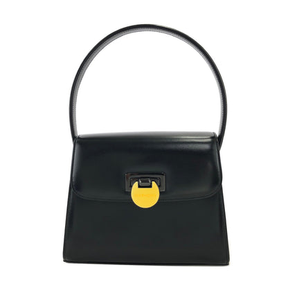 GIVENCHY Turn lock Two-way Logo Small Handbag Black Vintage Old 3kcpa6