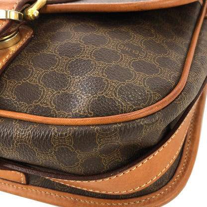 CELINE Macadam Front buckle Shoulder bag Brown Vintage Old CELINE vjh83d