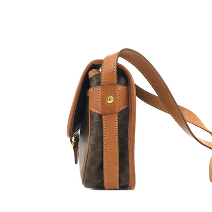 CELINE Macadam Front buckle Shoulder bag Brown Vintage Old CELINE vjh83d