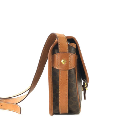 CELINE Macadam Front buckle Shoulder bag Brown Vintage Old CELINE vjh83d