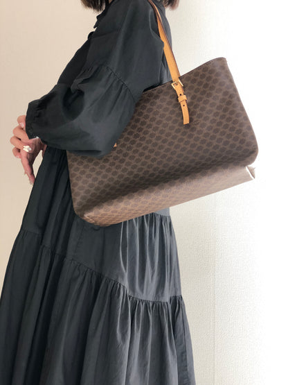 CELINE Macadam Tote bag A4 Brown Vintage Old rthxjm