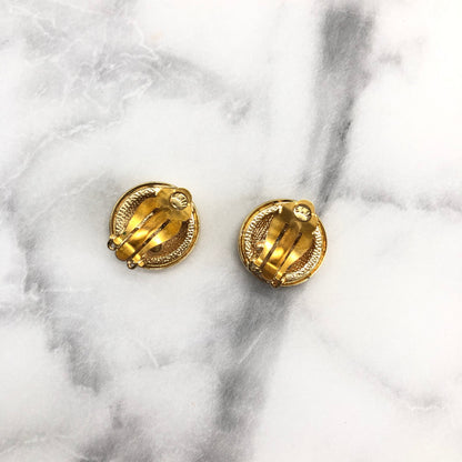 CELINE Triomphe Circle earrings white gold vintage old accessories g22nck