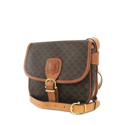 CELINE Macadam Front buckle Shoulder bag Brown Vintage Old CELINE vjh83d